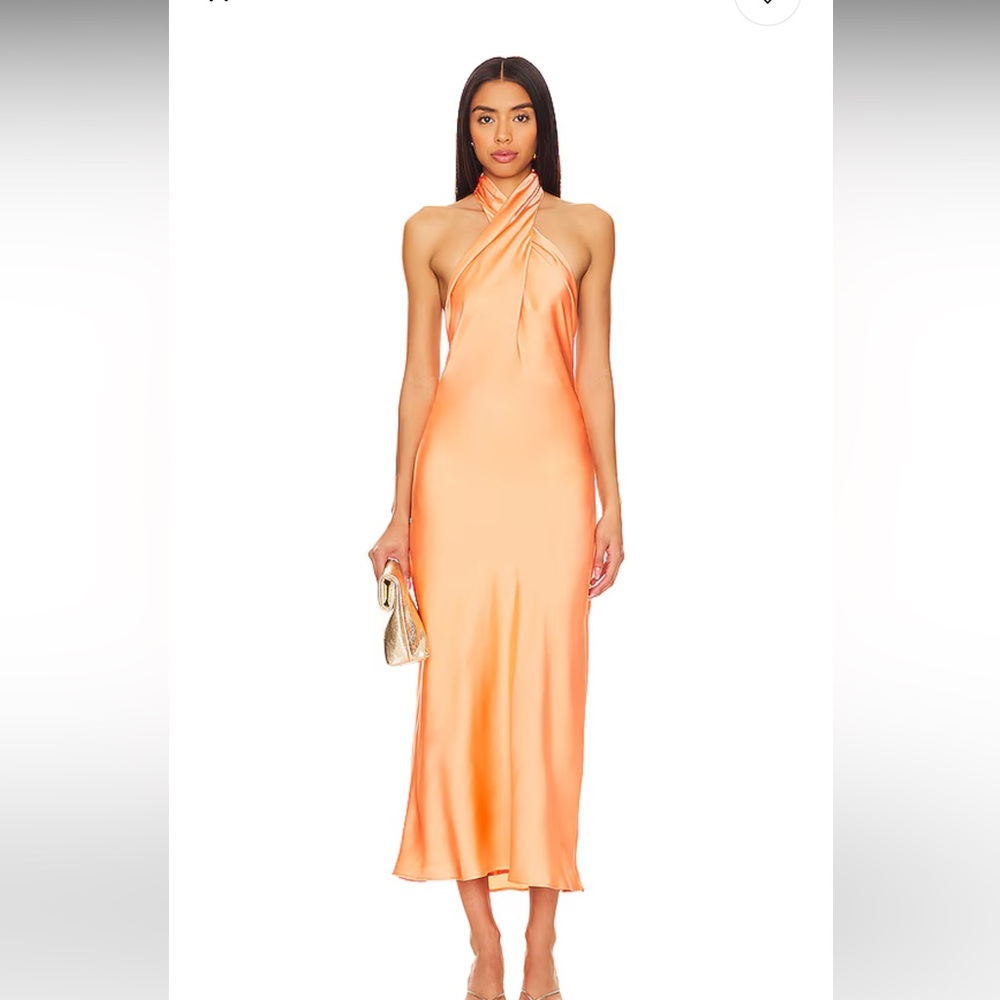 Show me your Mumu; Jasmine Halter Midi Dress in Cantaloupe